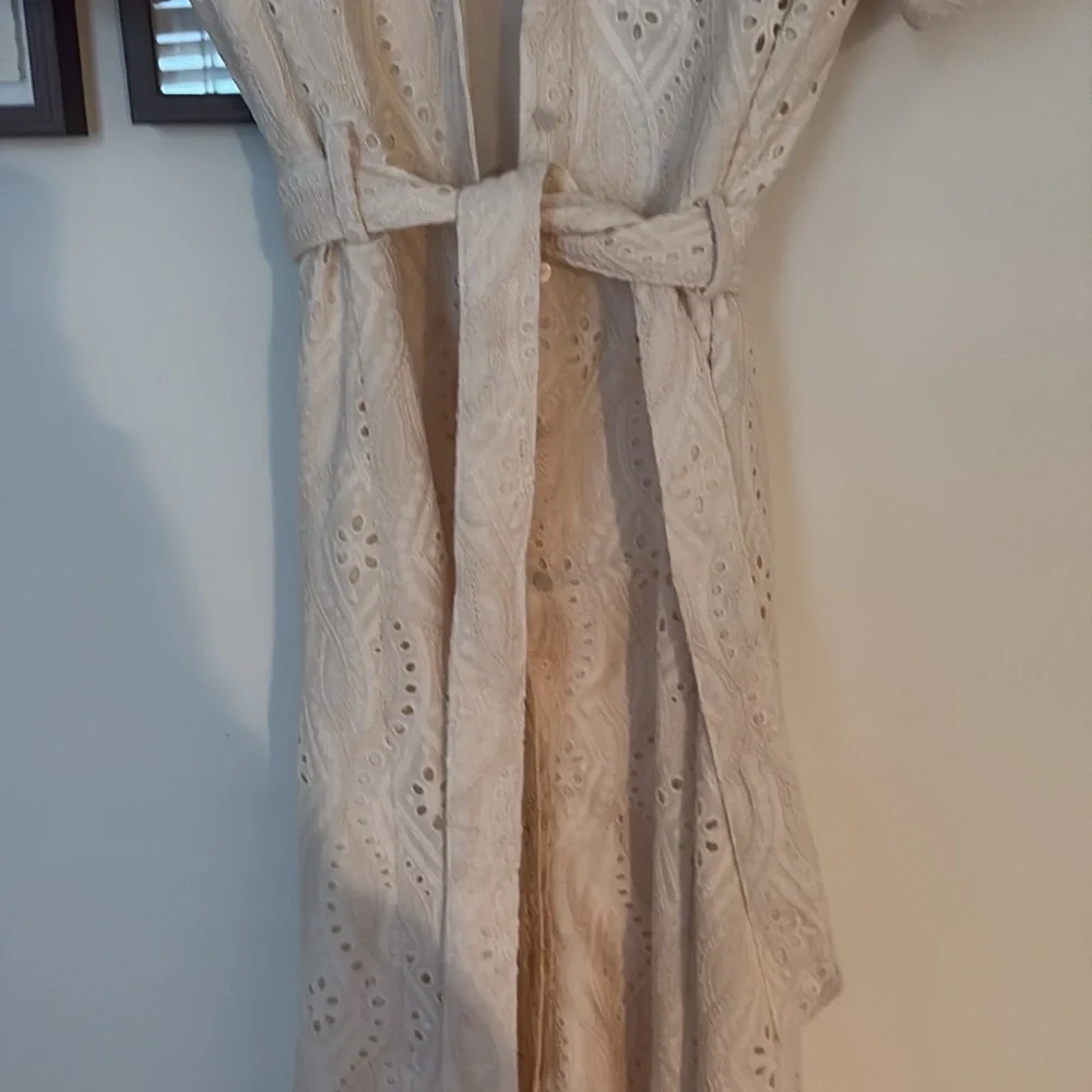 Sezane Cream Eyelet Midi Dress - Picture 6 of 9